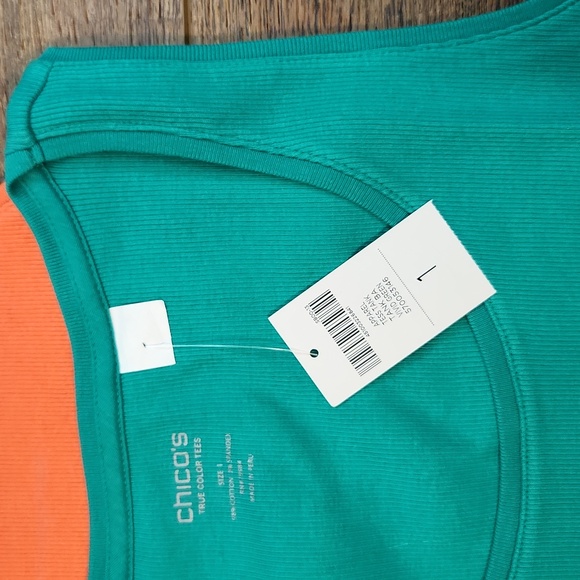 Chico's 3 Tess True Color Tees Tank Tops - Orange Green Blue NWT Small 🍁 - Picture 7 of 13